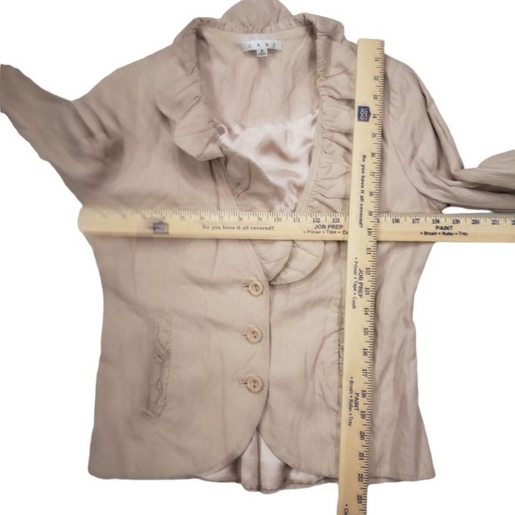 Cabi Blazer Suit Jacket 8 Women 400 Roses Blush Pink Ruffles Cotton - Picture 3 of 12